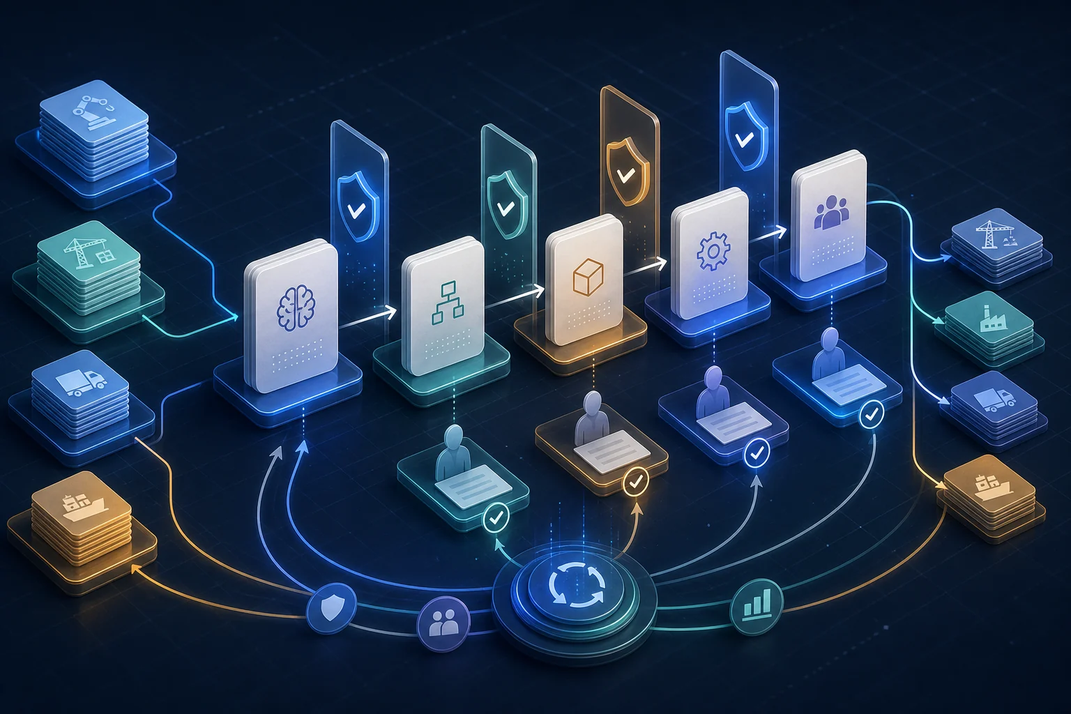 Evidence-first agentic AI workflow with source records, verification gates, human approval checkpoints, and outcome feedback loops