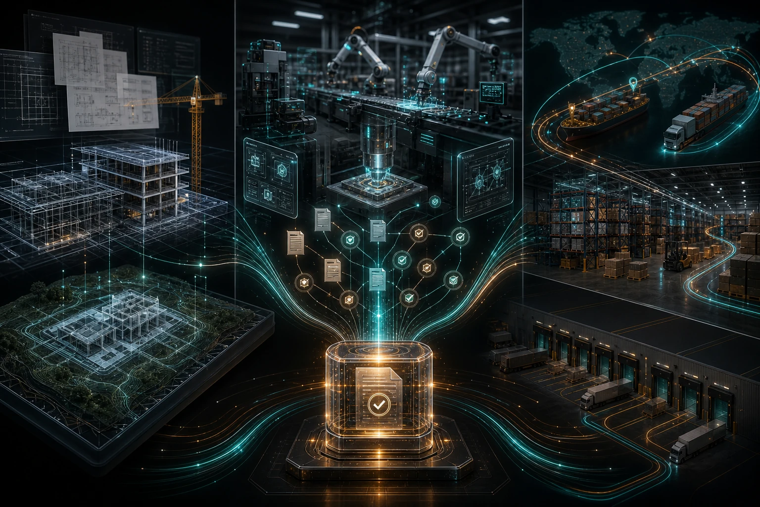 AEC, manufacturing, and logistics signal streams converging into one verified evidence packet