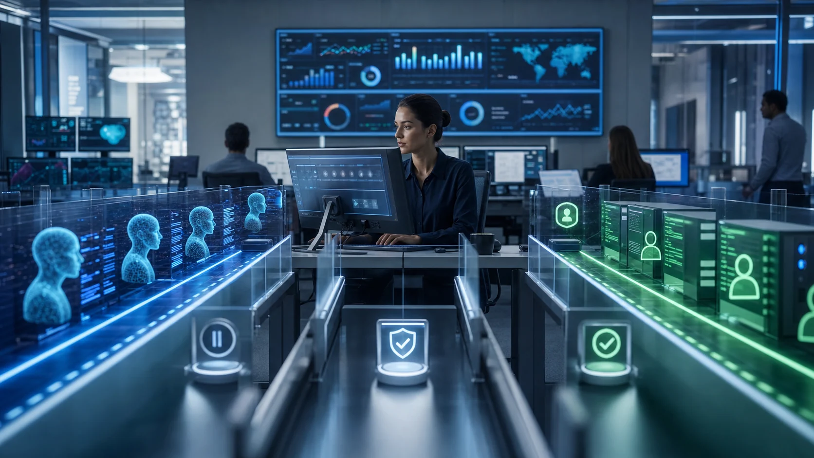 Human approval gates between AI agent work and customer-facing production systems