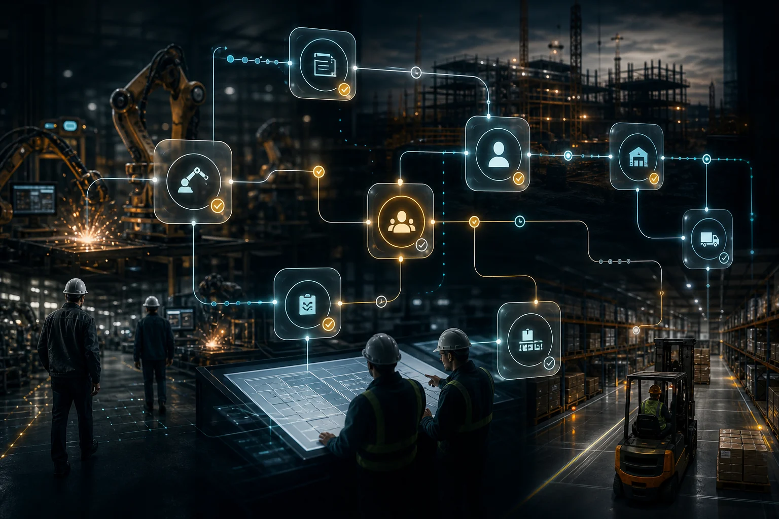 Evidence handoff nodes linking AI agent workflow steps to human review checkpoints