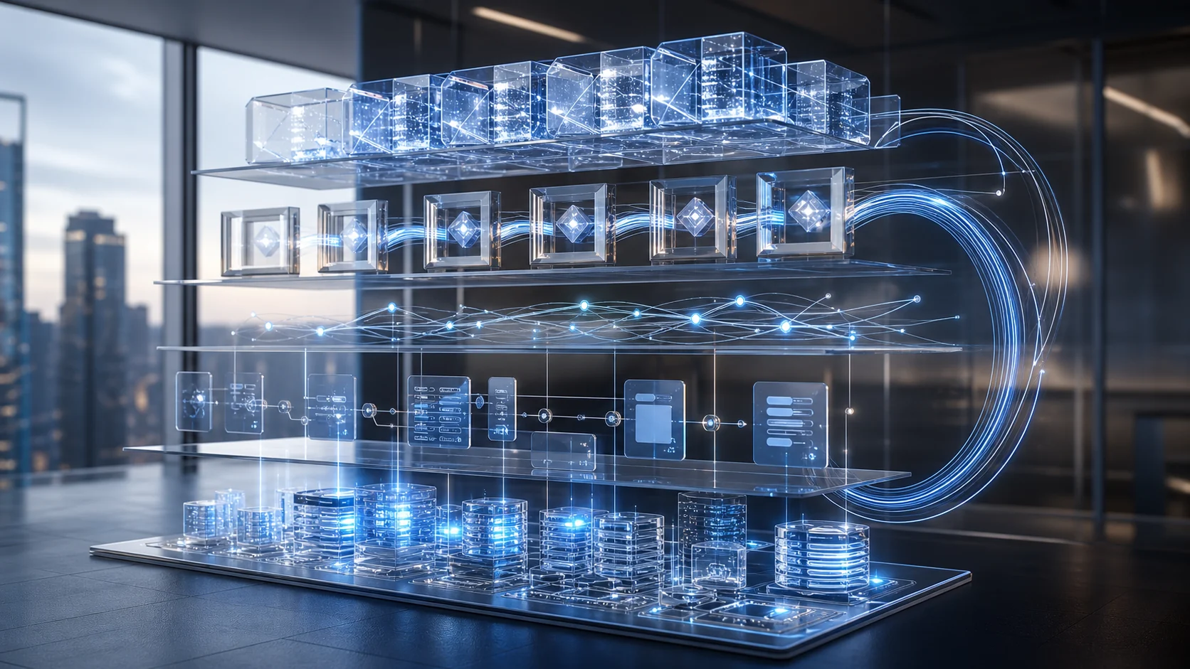 A practical AI operations stack with data, SOPs, tools, approvals, ledger, and review layers